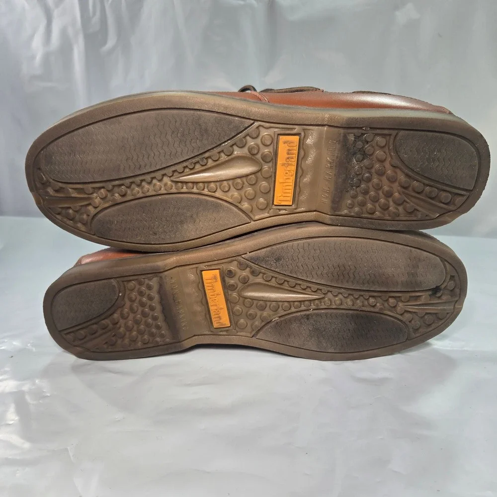 Timberland Mens Brown Leather Boat Shoes 2-Eye Loafers 70524 3883 Size 12M